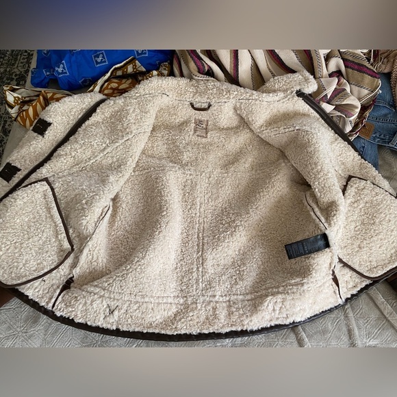 Free People Andies Vegan Moto Jacket Embroidered Floral Brown Bear Small NWT - Picture 8 of 14